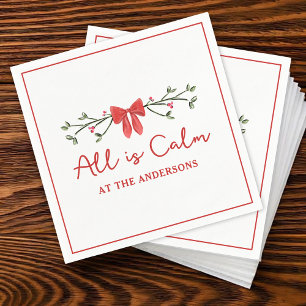 Guardanapo De Papel Festa de Natal Personalizada Clássica "All is Calm