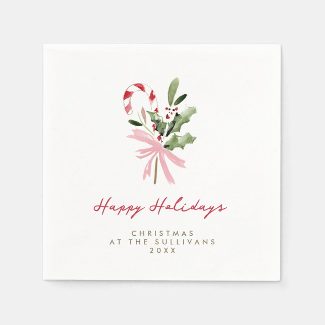 Guardanapo De Papel Festa de Natal Personalizada com Cana de Açúcar em (Frente)
