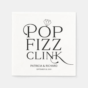 Guardanapo De Papel Festa de Noivado Black And White Pop Fizz Clink