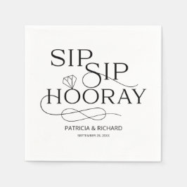 Guardanapo De Papel Festa de Noivado Black And White Sip Sip Hooray