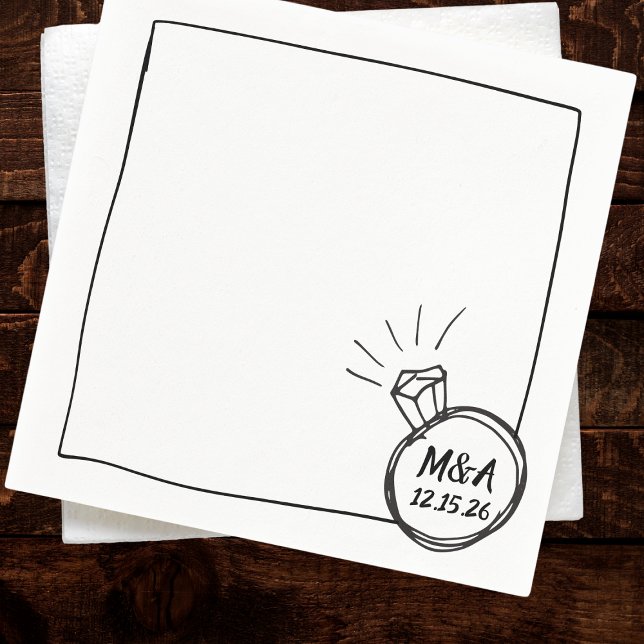 Guardanapo De Papel Festa de noivado de Casamento de Anel de Diamante  (Criador carregado)