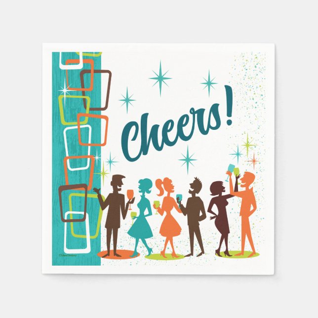 Guardanapo De Papel Festa de noivado de Cocktails Modernos do Século m (Frente)