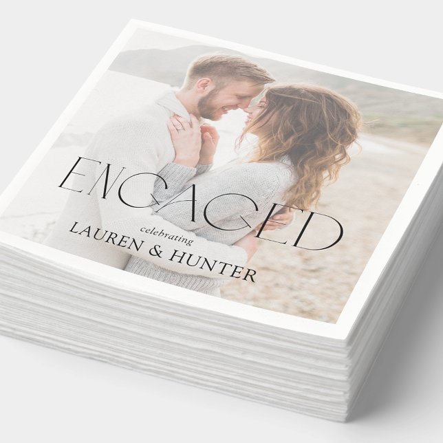 Guardanapo De Papel Festa de noivado de Foto Moderna Simples (Criador carregado)