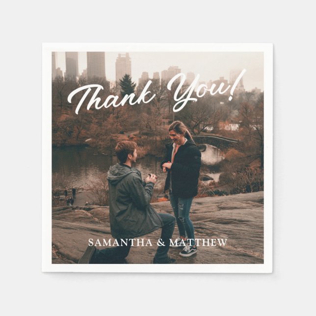 Guardanapo De Papel Festa de noivado de Fotografias Obrigado (Frente)