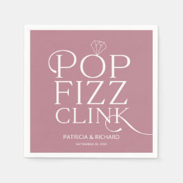 Guardanapo De Papel Festa de Noivado Pop Fizz Clink Rosa Empoeirado