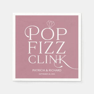 Guardanapo De Papel Festa de Noivado Pop Fizz Clink Rosa Empoeirado