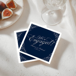 Guardanapo De Papel Festa de Noivado Silver Navy Estamos Noivados
