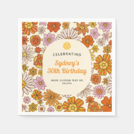 Guardanapo De Papel Festa de Pickleball com Padrão Floral do Hippie 70