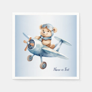 Guardanapo De Papel Festa de Piloto de Urso Azul Feliz e Cinto
