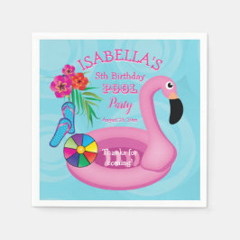 Guardanapo De Papel Festa de Piscina de Aniversário Flamingo Pink
