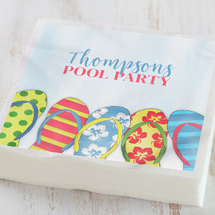 Guardanapo De Papel Festa de Piscina de Aquarela de Verão Personalizad