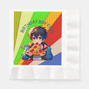 Guardanapo De Papel Festa de Pizza Personalizada do Menino Anime