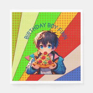 Guardanapo De Papel Festa de Pizza Personalizada do Menino Anime