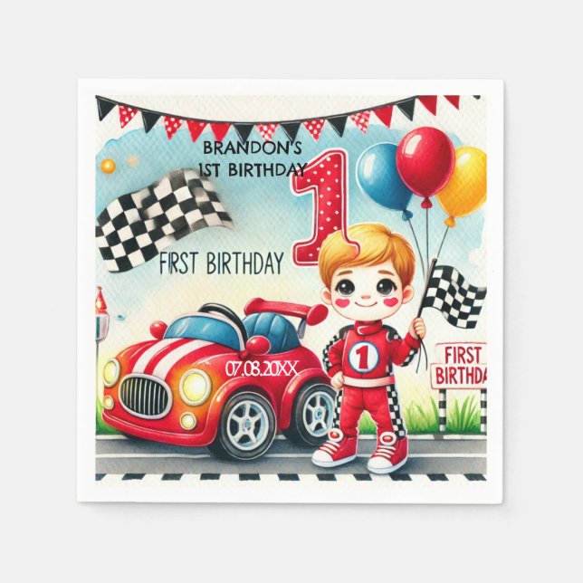 Guardanapo De Papel Festa de primeiro aniversario de Carro (Frente)