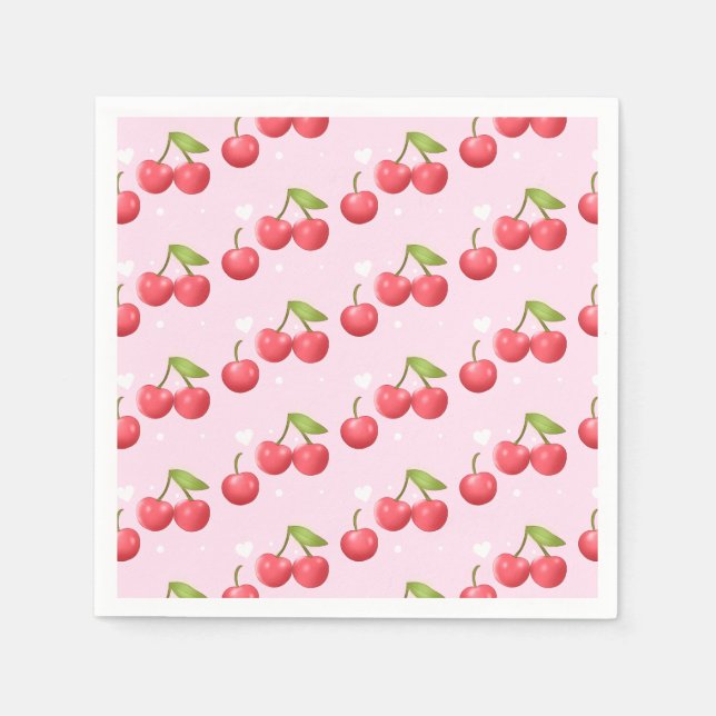 Guardanapo De Papel Festa de primeiro aniversario de Cereja (Frente)