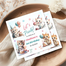 Guardanapo De Papel Festa de primeiro aniversario de Gato Gatinho