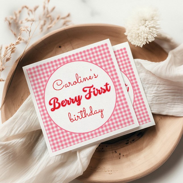 Guardanapo De Papel Festa de primeiro aniversario de Morango Berry Swe (Criador carregado)
