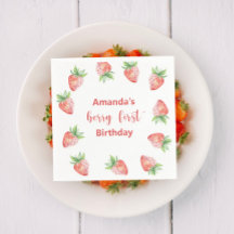 Festa de primeiro aniversario de morangos de aquar