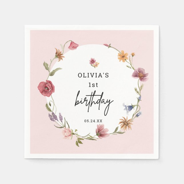 Guardanapo De Papel Festa de primeiro aniversario de primavera Little  (Frente)