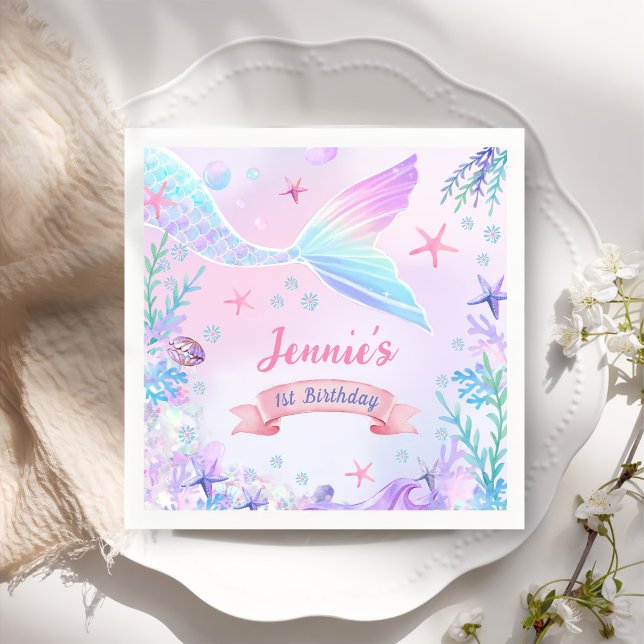 Guardanapo De Papel Festa de primeiro aniversario de Sereia (Criador carregado)