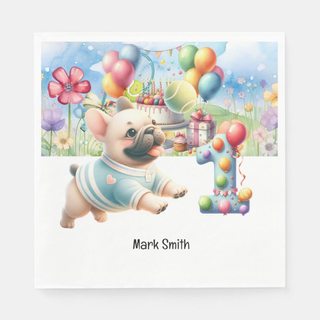 Guardanapo De Papel Festa de primeiro aniversario tênis para Cachorro  (Frente)