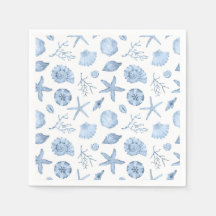 Festa de Seashells Blue Watercolor
