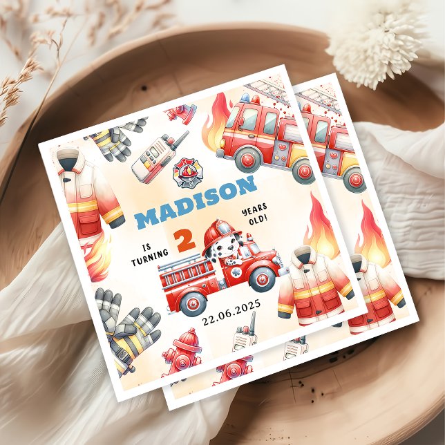 Guardanapo De Papel Festa de segundo aniversário de Bombeiros de Camin (Criador carregado)