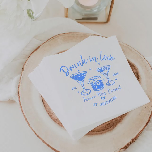 Guardanapo De Papel Festa de solteira Azul dos Cocktails Retro (Criador carregado)