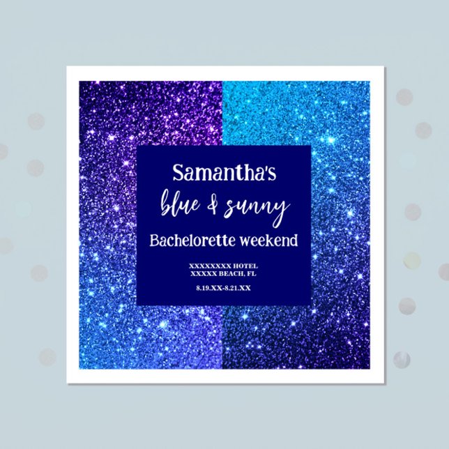 Guardanapo De Papel Festa de Solteira Brilho Azul  (Criador carregado)