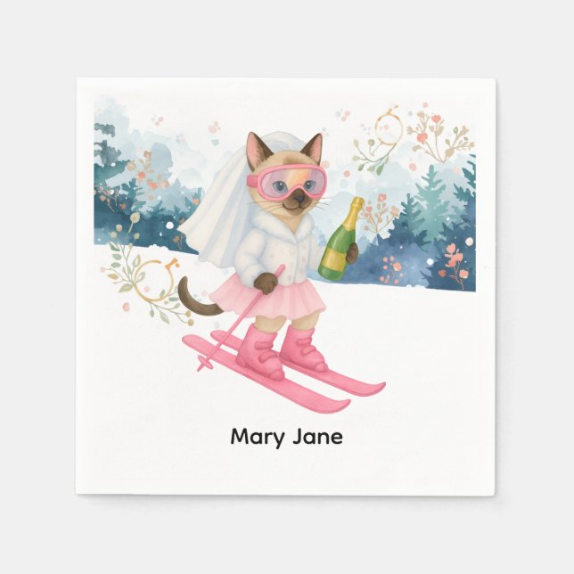 Guardanapo De Papel Festa de solteira de esqui em Napkins (Frente)