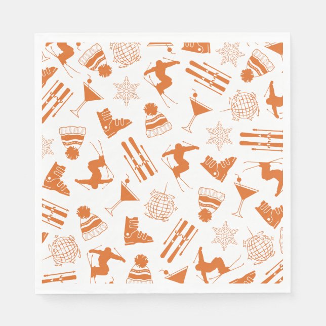 Guardanapo De Papel Festa de Solteira de Inverno Pós-Eski Laranja (Frente)