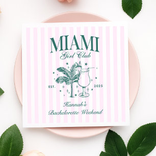 Guardanapo De Papel Festa de solteira de Miami Verde e Rosa Moderno