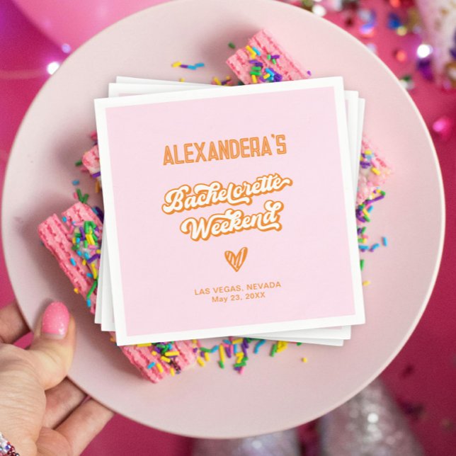 Guardanapo De Papel Festa de solteira de praia rosa e laranja (Criador carregado)