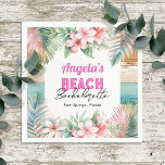 Guardanapo De Papel Festa de Solteira na Praia Tropical<br><div class="desc">Festa de solteira com tema adulto de praia tropical havaiana com gráfico de aquarela floral. Festa de Solteira na Praia</div>