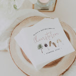 Guardanapo De Papel Festa de solteira Personalizada De País De Vinho<br><div class="desc">Comece a festa com esses bonitos guardanapos personalizados que são fáceis de personalizar para sua festa de solteira, noite ou fim de semana das meninas! O design do Boho, no estilo do vinho, apresenta delicadas ilustrações aquáticas de sandálias, palmeiras, taças de champanhe e vinho tinto com rosa cor-de-rosa empoeirada. Personalize...</div>