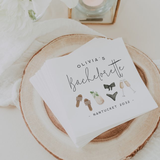 Guardanapo De Papel Festa de solteira Personalizada Neutra de Verão (Criador carregado)