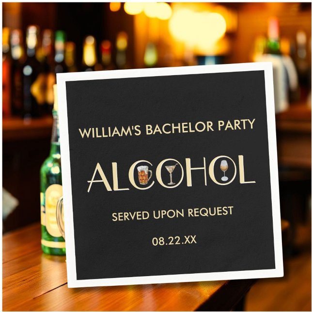 Guardanapo De Papel Festa de Solteirão Cerveja Vinho Martini Divertida (Criador carregado)