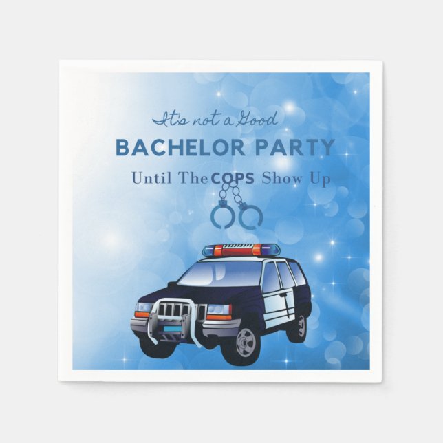 Guardanapo De Papel Festa de Solteiro Engraçada Até a Polícia Chegar  (Frente)