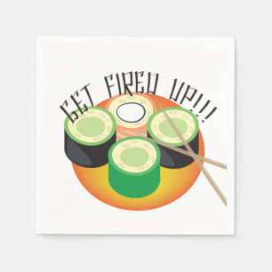 Guardanapo De Papel Festa de Sushi Hibachi Padrão de Pepino com Hashis