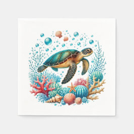 Guardanapo De Papel Festa de tartaruga marinha de praia fofa