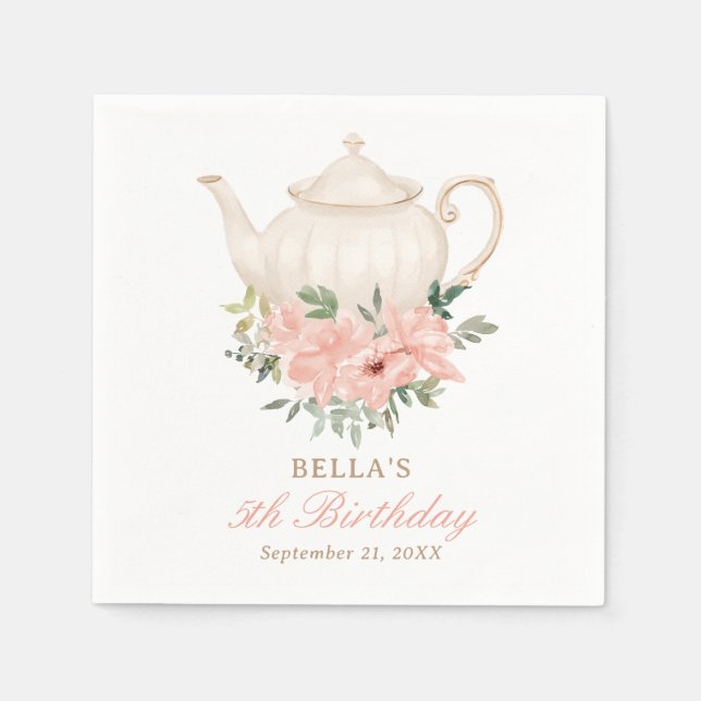 Guardanapo De Papel Festa de Tea Floral Aniversário (Frente)