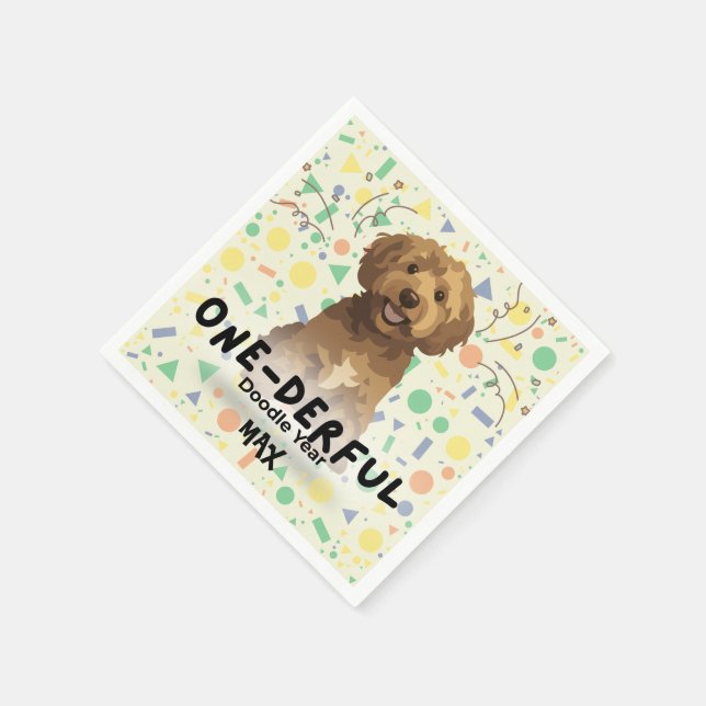 Guardanapo De Papel Festa de um ano do Boho Sage Green Goldendoodle (Canto)