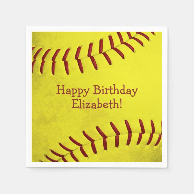 Guardanapo De Papel festa desportiva de bola amarela brilhante (Frente)