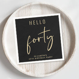 Guardanapo De Papel Festa Dourada de aniversário de 40 anos Chic Black