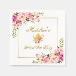 Guardanapo De Papel Festa Dourada rosa de chá com Chá de panela Floral