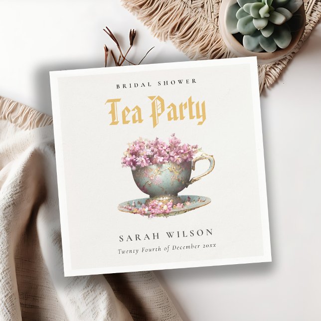 Guardanapo De Papel Festa Dourada rosa de Teacup Chá de panela Teacup (Criador carregado)