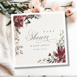 Guardanapo De Papel Festa Dusky Warm Winter Baby Shower Foliagem 