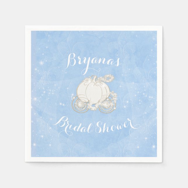 Guardanapo De Papel Festa Elegante de Cinderela Carruagem Espelho Azul (Frente)