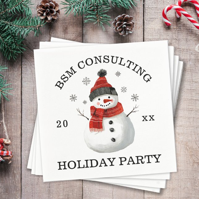 Guardanapo De Papel Festa Feriada Cute Snowman (Cute Snowman Corporate Holiday Party Custom Paper Party Napkins)