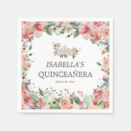 Guardanapo De Papel Festa Floral Elegante Rosa de Quinceañera